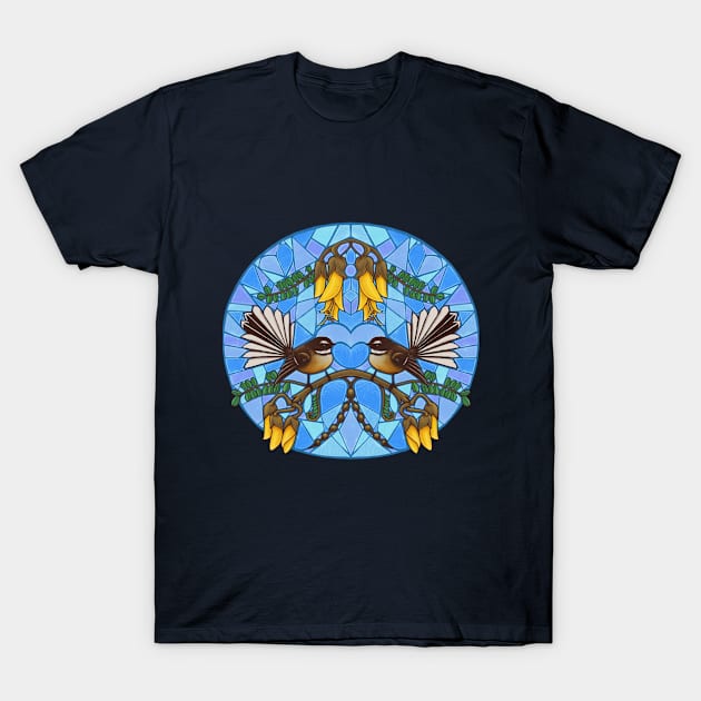 Fantail mosaic mirror T-Shirt by AprilAppleArt